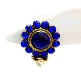 Gold Oxidized Women Earring Stud Jewelry PushBack Classy Gift Rhinestones Bead 5